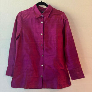 ANU Silk Fuchsia Cocktail Button Down Shirt size Small
